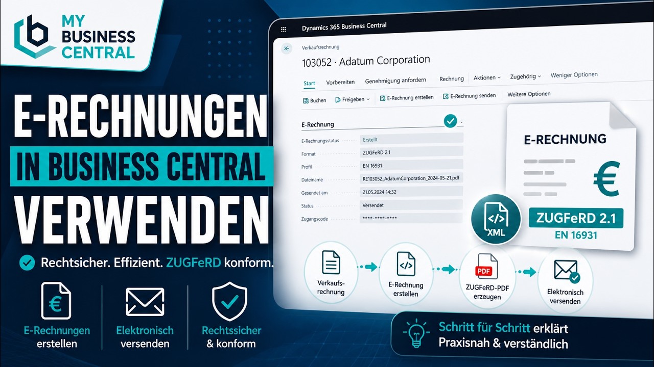 E-Rechnungen mit ZUGFeRD in Business Central einrichten und per E-Mail versenden