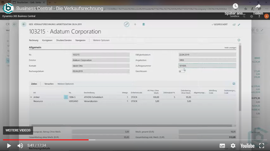 Die Verkaufsrechnung
